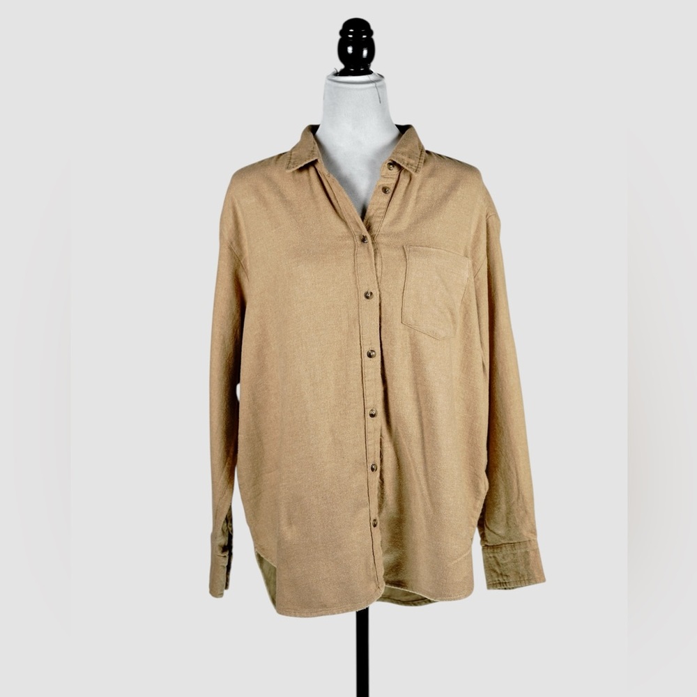 GAP Camel Heather Flannel Women’s Button-Up Shirt 100% Cotton – Size M - Picture 4 of 16